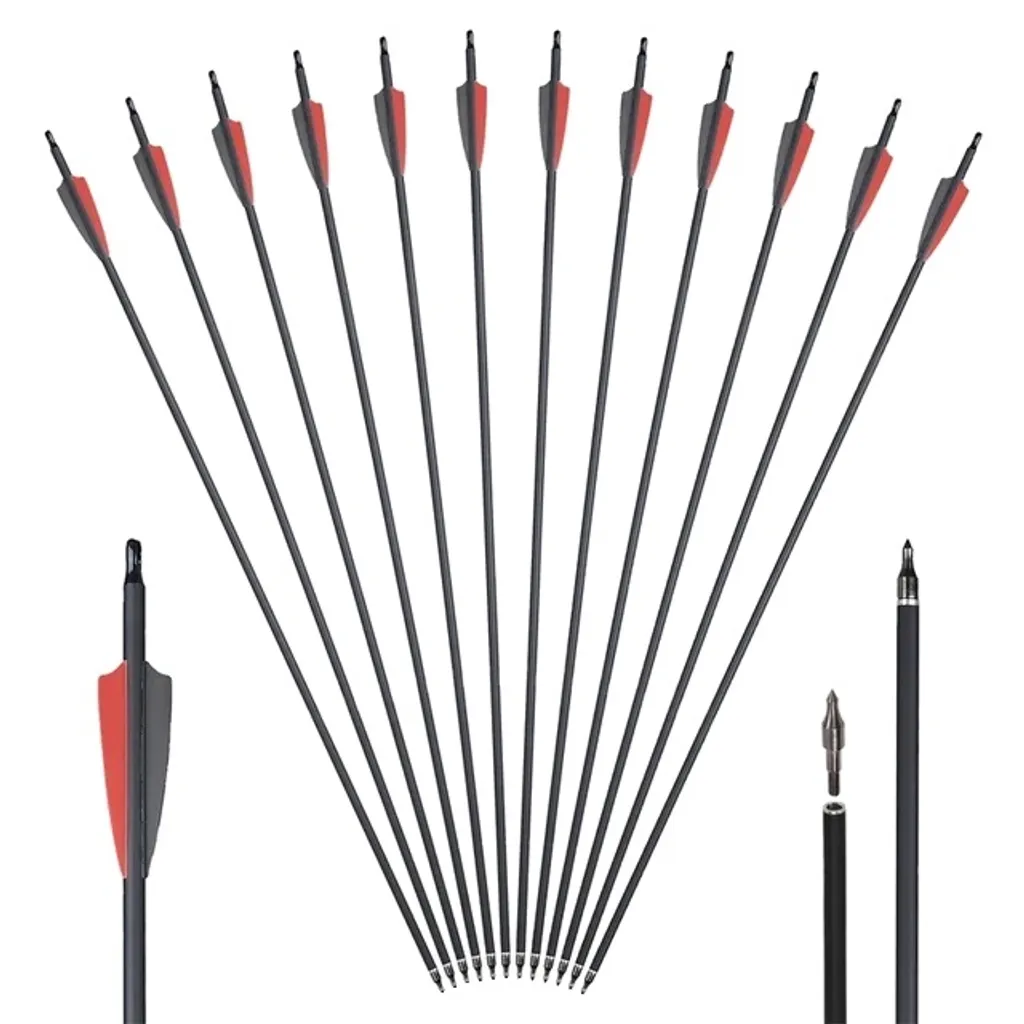 24 Frecce Tiro con l'Arco in Carbonio Spine 500 | 30 Pollici Professionali