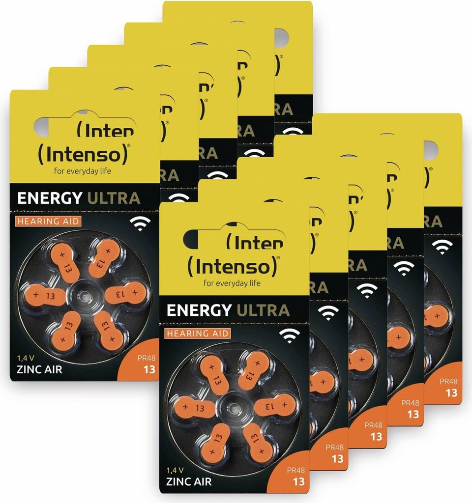 Intenso Hörgerätebatterien PR48, Typ 13 Orange Zink-Luft-Batterien