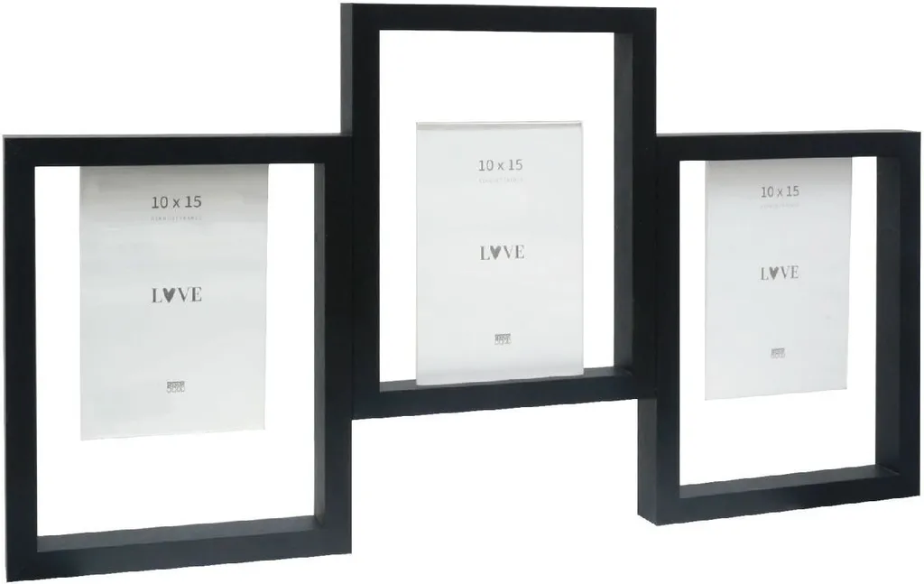 Cadre Photo Multiple Noir Style Galerie pour 3 Tirages 10x15 cm
