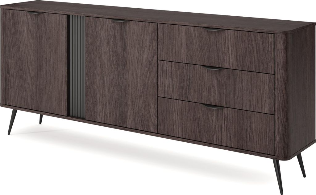 Masseno Kommode NOBILE 195,2 cm Sideboard mit 3 Schubladen und 2 Türen für Wohnzimmer Schlafzimmer Modern 195,2x38x81,2 cm Eichefarben / Eichefarben