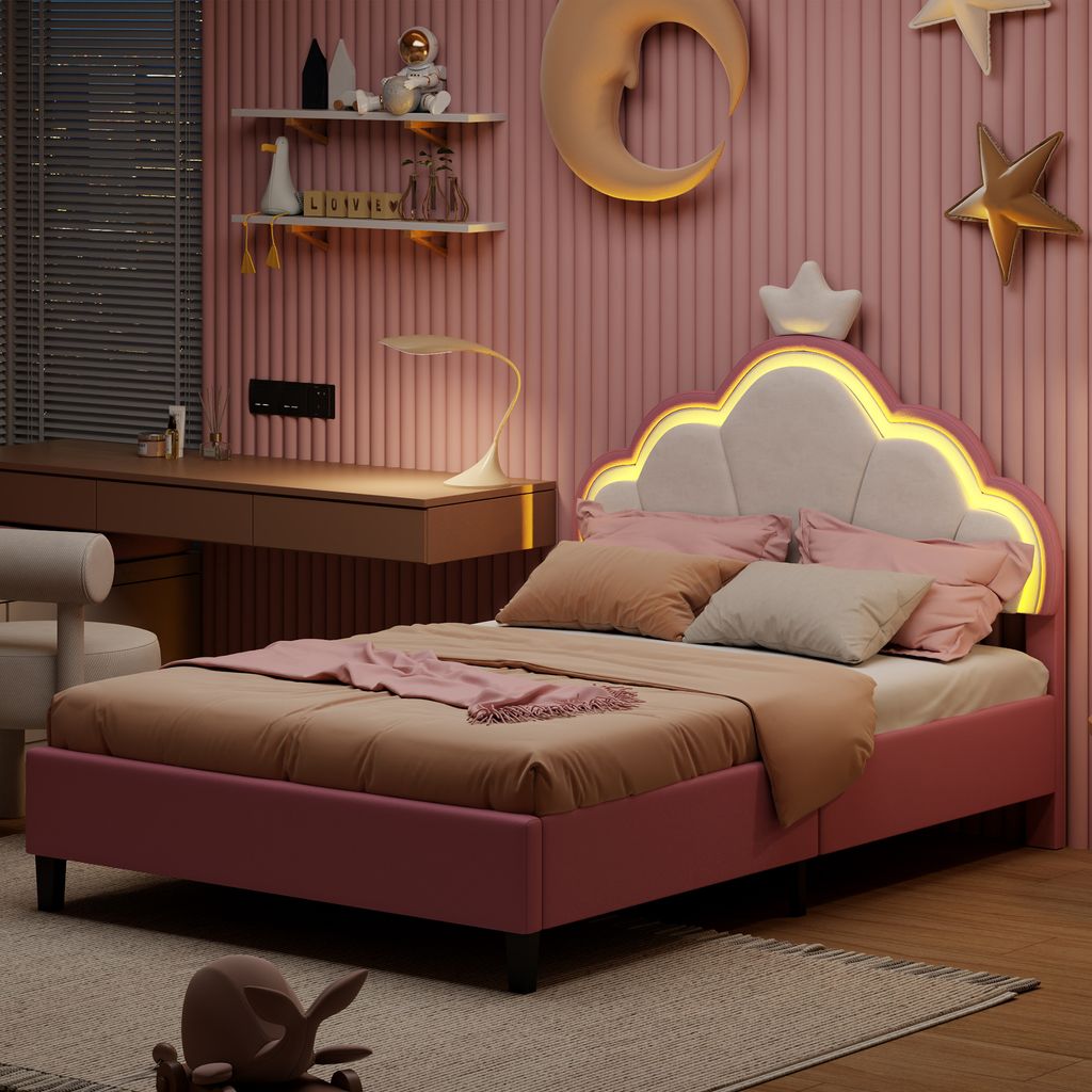 Čalúnená posteľ pre princezné (90 x 200 cm) s nastaviteľným Obrázok produktu 
