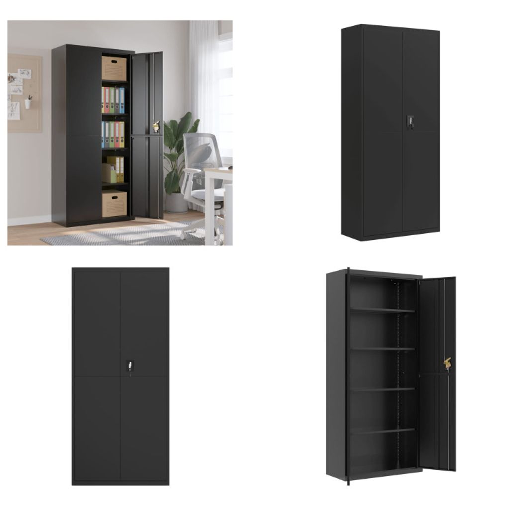 vidaXL Aktenschrank Schwarz 90x40x200 cm Stahl - Aktenschrank - Aktenschränke - Lagerschrank - Aufbewahrungsschrank