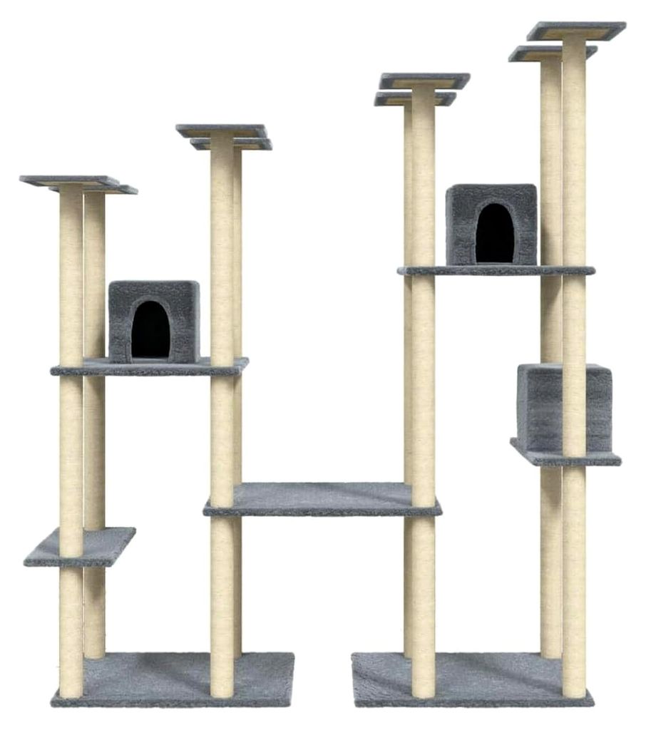 Kratzbaum mit Sisal-Kratzsäulen in Hellgrau, 174 cm, Katzenmöbel und Aktivitätskratzbaum