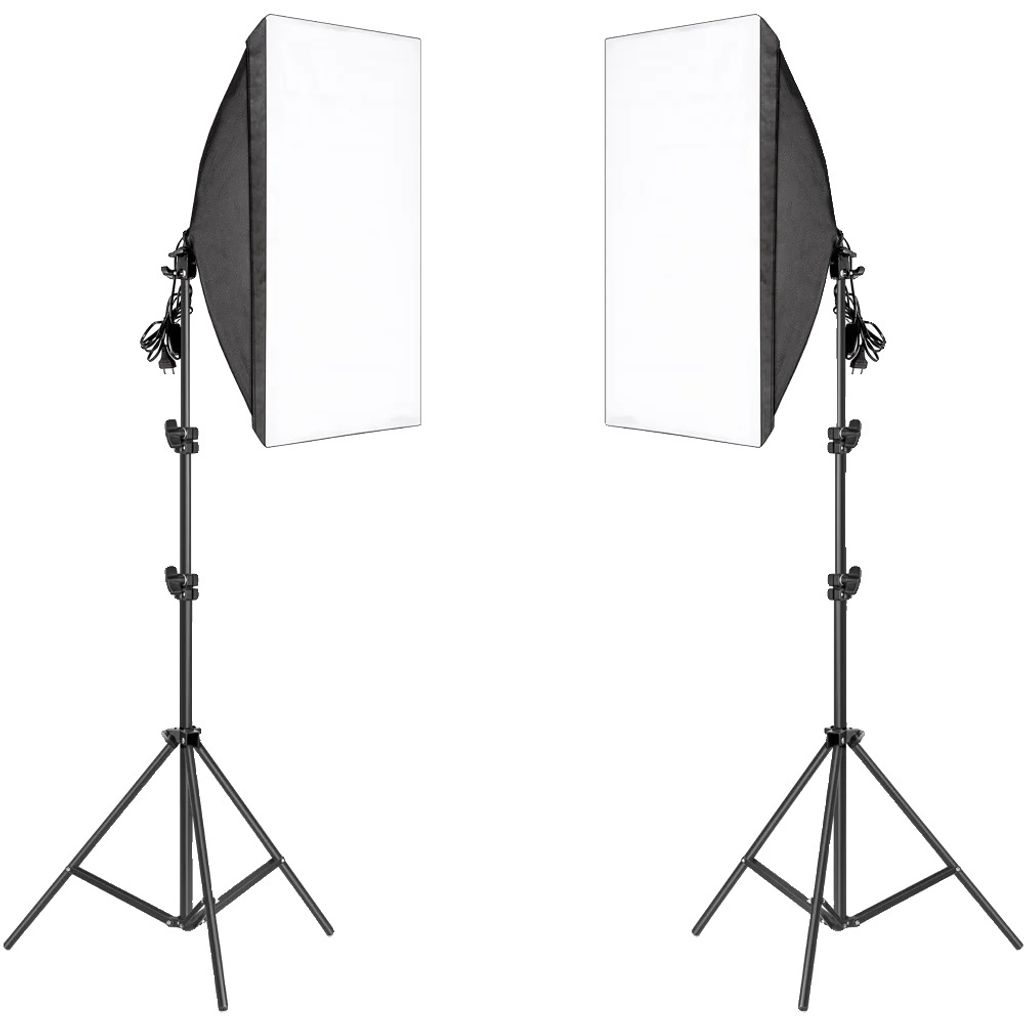 Fotografie Softbox Beleuchtungsset, 50x70CM Softboxen, 2M Lichtstative, Keine Glühbirnen Keine Tasche