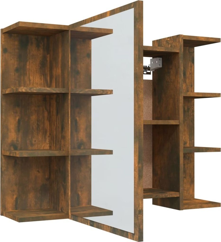 Möbel Bad-Spiegelschrank Modernes Design - Badezimmerschrank Badmöbel - Räuchereiche 80x20,5x64 cm Holzwerkstoff Top1918197