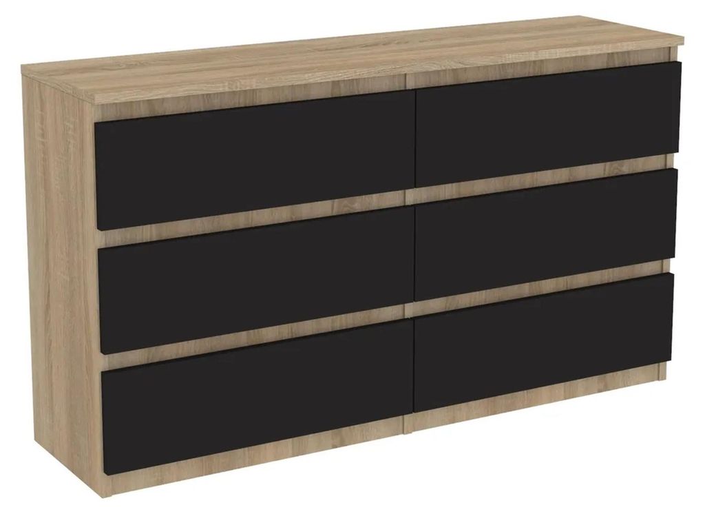 Commode en chêne Sonoma avec tiroirs, 140 cm de largeur, 6 Image du produit 