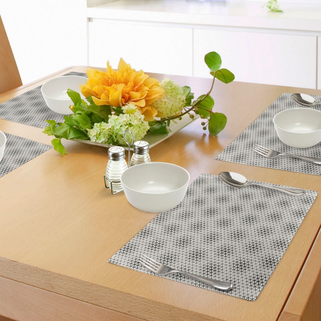 ABAKUHAUS Gitter Platzmatten, Geometrische Dreieck-Gitter-Muster-abstrakte einfarbige einfache Fliesen-Verzierung, Tiscjdeco aus Farbfesten Stoff f...