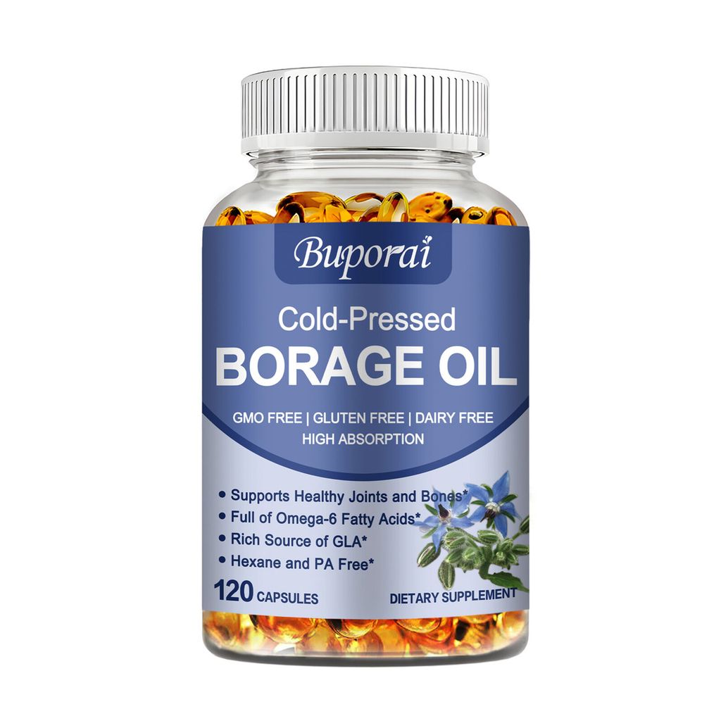 Borage Oil 1000 mg (120 Kapseln) Nahrungsergänzungsmittel, Haare, Haut, Nägel, Knochen und Gelenke
