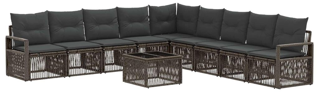 vidaXL Gartensofa-set 10 pcs Grau Poly-Rattan