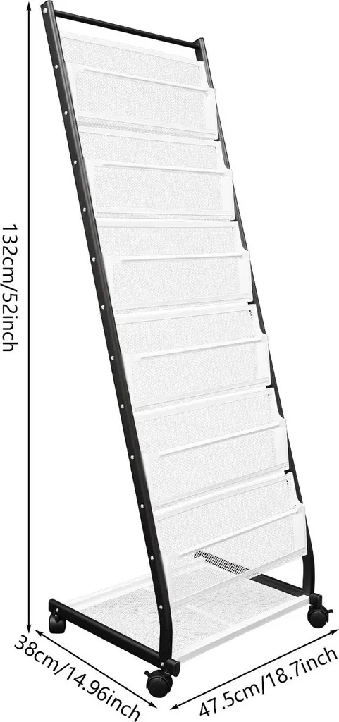 Porte-brochures 6 niveaux en acier blanc - Structure fixe très robuste