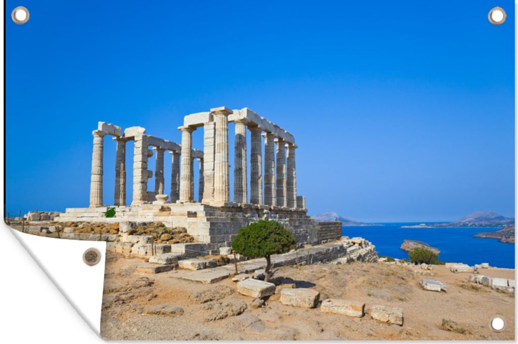 MuchoWow 90x60 cm Outdoor-Poster Gartendeko Sichtschutz Garten Poster für den Garten Athen - Poseidon - Meer