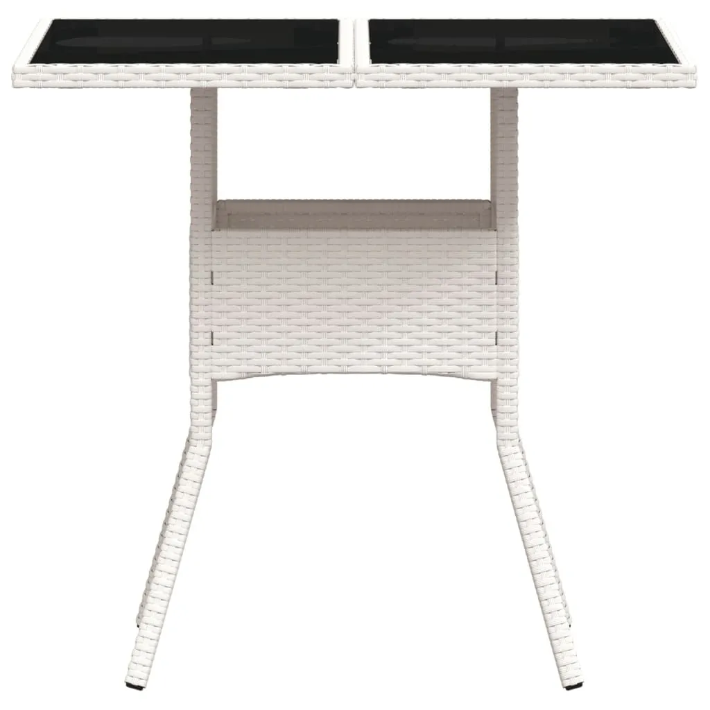 Tavolo da giardino con piano in vetro Bianco 80x80x75 cm Poly Rattan - Tavoli da giardino Mobili2025 CHY1551591 1pacco - 5