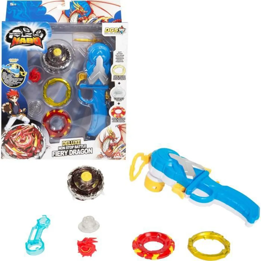 Toupie Infinity Nado Non-Stop Battle Deluxe Fiery Dragon avec Lanceur