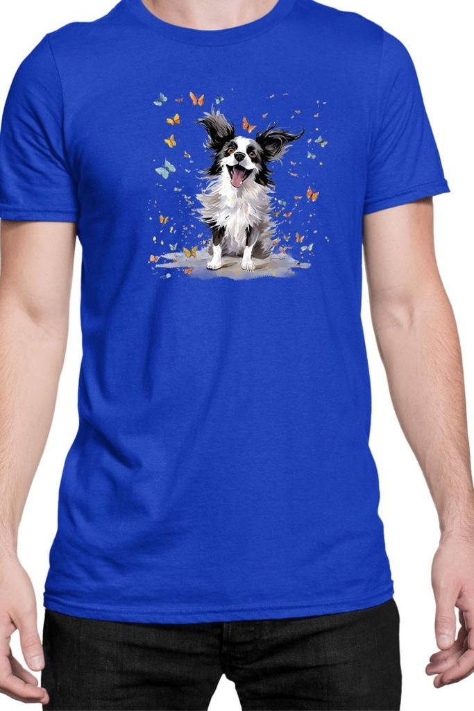 Herren T-Shirt Funny Dogs Breeds Papillon Dog Breed, Man 3XL / Blau