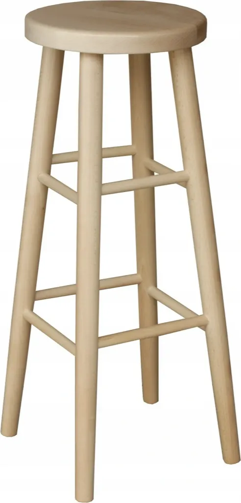 Sgabello da Bar 81cm Legno Naturale - Sedia Alta per Bancone e Cucina