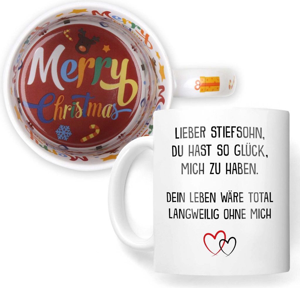 22Feels Weihnachtsgeschenk Stiefsohn Geschenk Bonus Sohn Tasse Uni Bachelor Master Meistertitel Jungs Männer Kinder Teenager Haferl Weihnachten