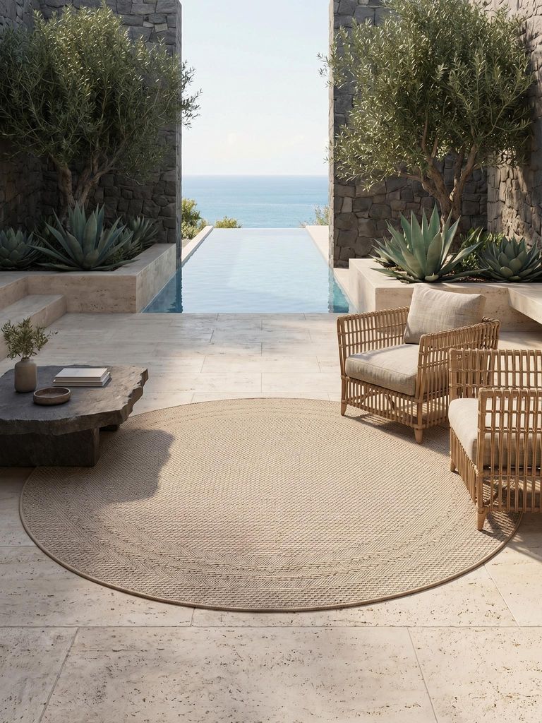 Outdoor Teppich Bordüre Wetterfest Waschbar Strapazierfähig | Balkon Terrasse Fußbodenheizung geeignet | VENTOUX – Kadima Design