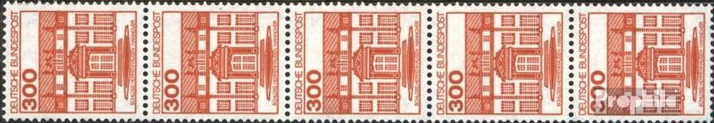 Briefmarken BRD (BR.Deutschland) 1982 Mi 1143A I R Fünferstreifen postfrisch Burgen und Schlösser