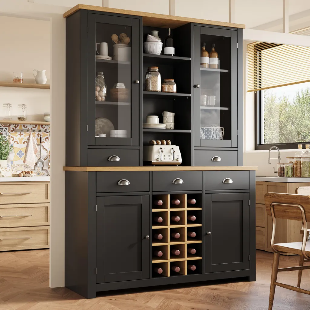 Armoire cuisine haute noire anti-basculement pour rangement sécurisé