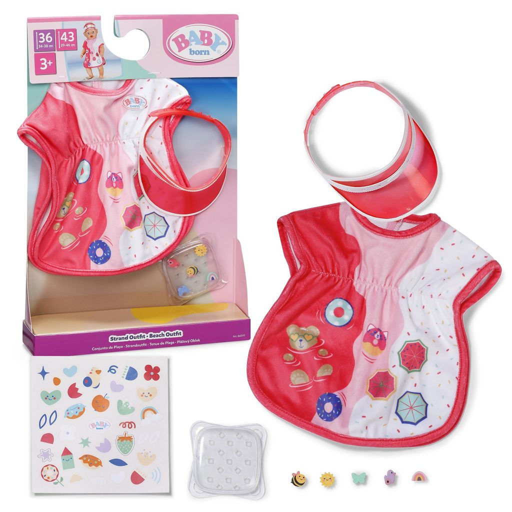 BABY born Strand-Outfit mit Tunika & Sonnenvisier für 36 & 43 cm Puppen