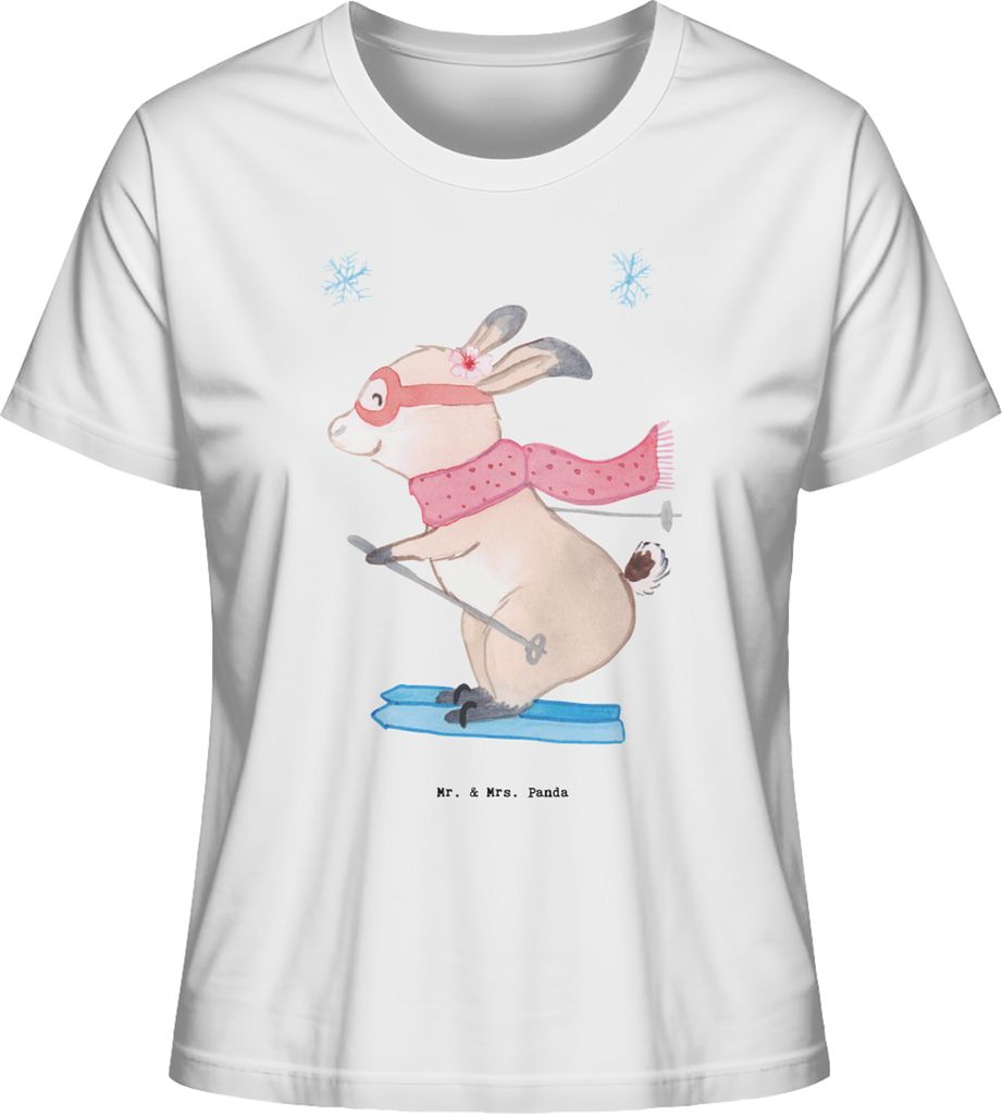 Mr. & Mrs. Panda Shirt Damen Hase Skifahren Größe S - Weiß - Geschenk, Frauen T-Shirt, Ski fahren, Skisport, Skiwettbewerb, Skirennen, Basic, Ba...
