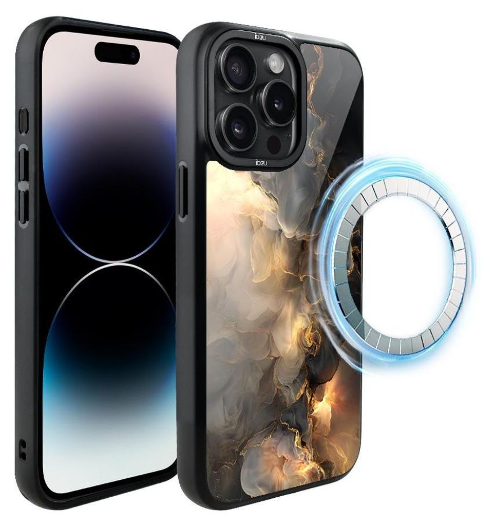 Schutzhülle für das iPhone 14 Pro Max, MagSafe-kompatibel, mattschwarze Seiten, Rauch, Wolken