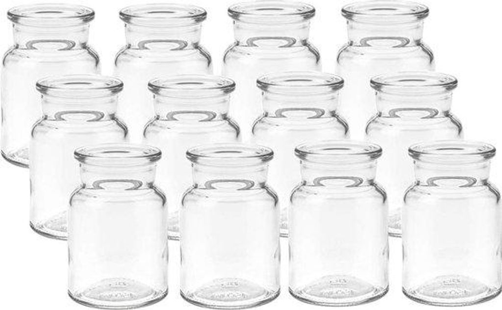 Gläserne Blumenkrüge, kleine dekorative Flaschen, Flaschenkrüge, Blumenkrüge (Packung von 12)