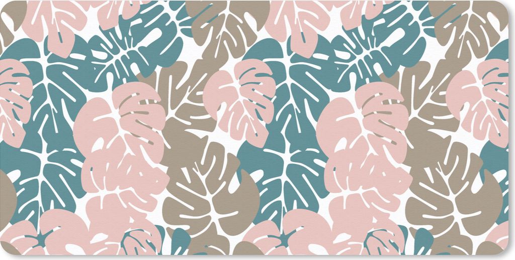 MuchoWow Mauspad Mousepad Monstera - Dschungel - Muster - Pastell - Blätter 60x30 cm - Mousepads - Maus Mat - Pad - Mausunterlage - Nachhaltig
