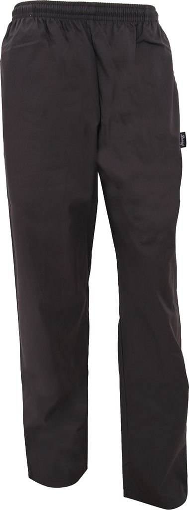 Dennys Unisex Kochhose, schwarz, elastischer Bund (2 Stück/Packung) BC4305 (S) (Schwarz)