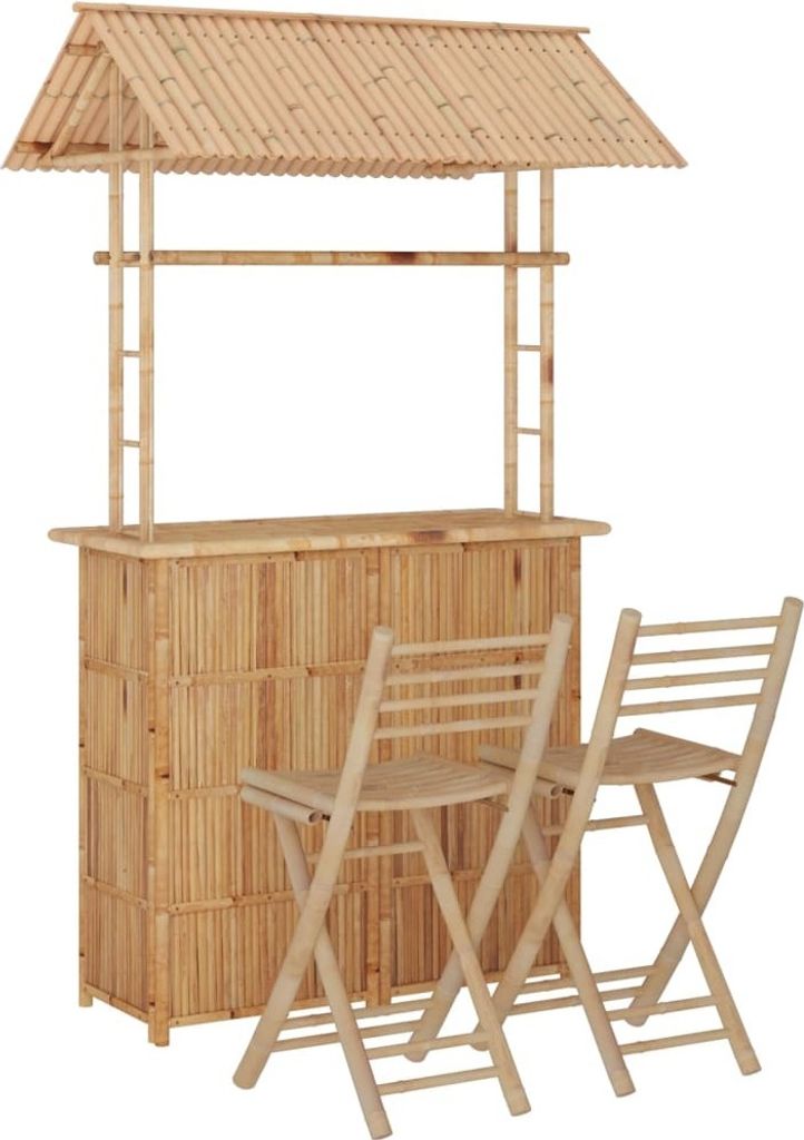 Bar-Set aus Bambus 2-Sitzer mit Dach und klappbaren Produktbild 