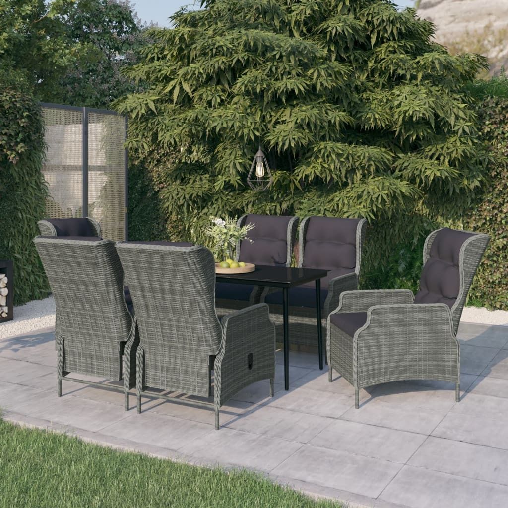 "2026 Promotion" 7-tlg. Garten-Essgruppe - mit Tisch und Stühlen - Hellgrau - Gartenmöbelset CC4609