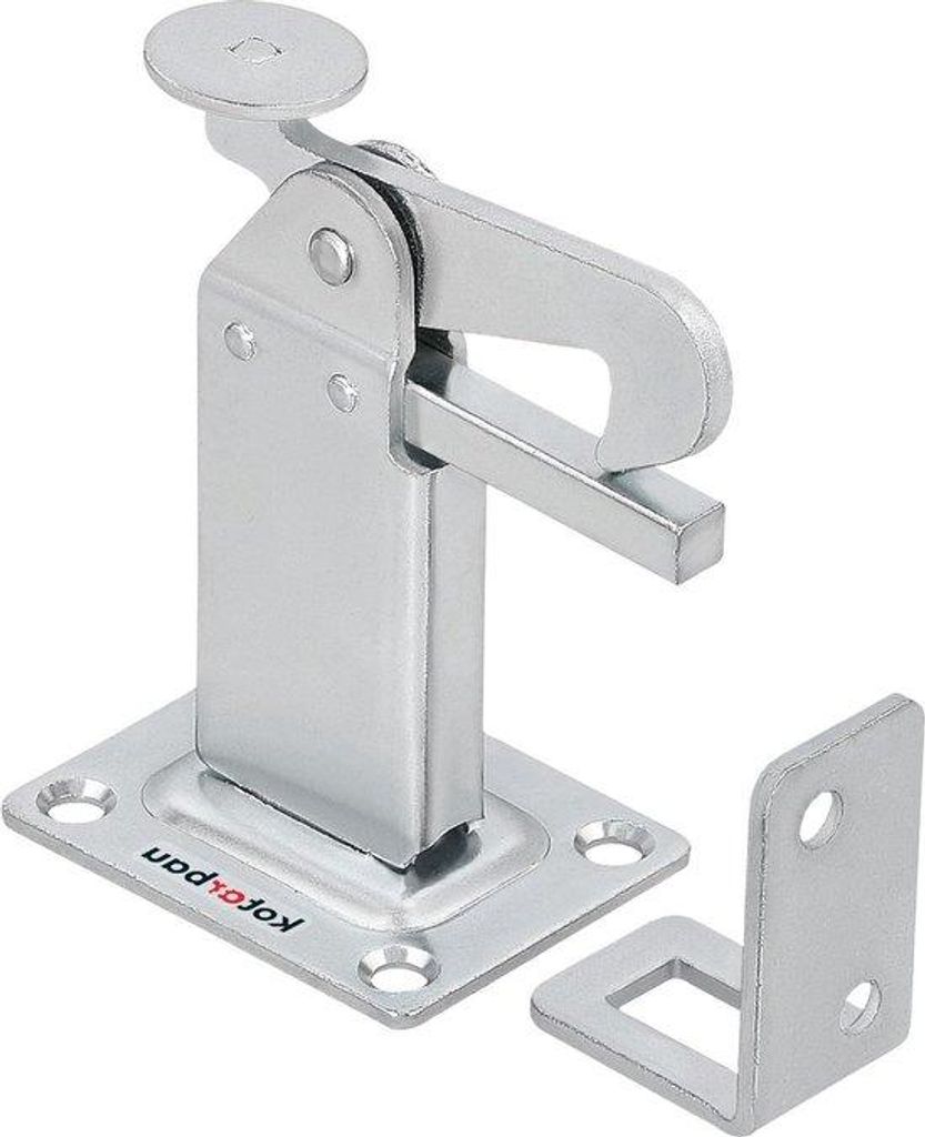 Stahl-Zugstopper - silber - Zugstopper-Sicherheitsanker - Schwenkarm - Türpuffer Stahl - robust - massiv - 97 mm