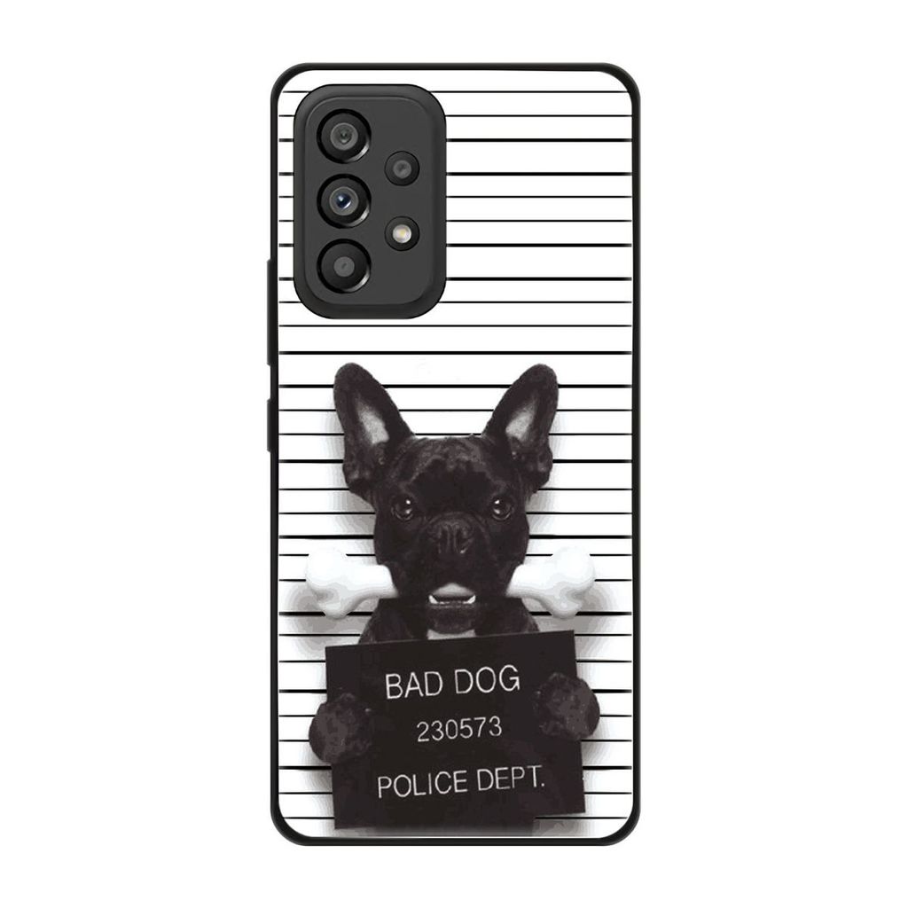 König Design Hülle kompatibel mit Samsung Galaxy A53 5G Kunststoff Soft Handyhülle - Handy Case Bad Dog Bulldogge