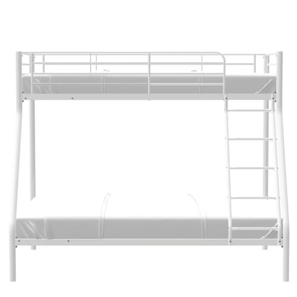 Lit superposé gain de place métal argent 3 personnes avec boxspring