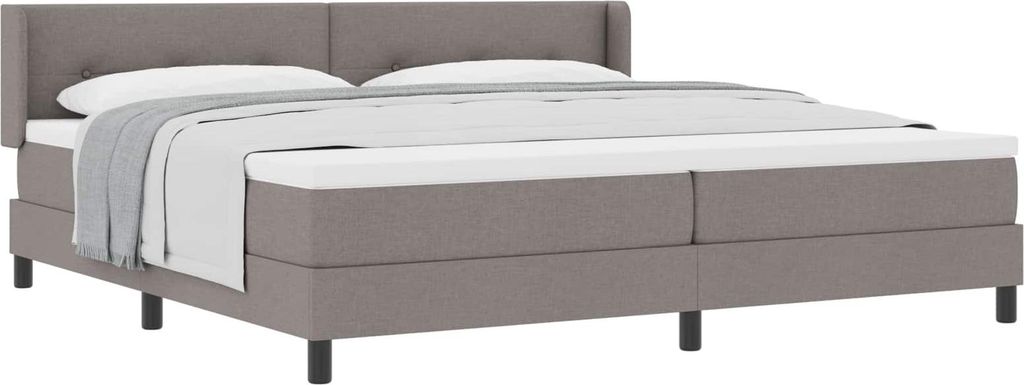 vidaXL Boxspringbett mit Kopfteil Taupe 200 x 200 cm Stoff