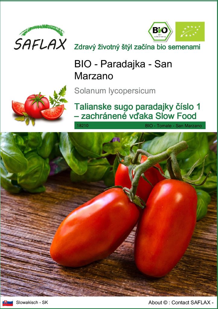 SAFLAX - BIO - Paradajka - San Marzano - Solanum Obrázok produktu 