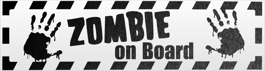 Kiwistar Zombie ob Board gestreift Magnetschild Schild magnetisch - 20cm Schwarz - reflektierend - Magnetfolie für Auto PKW Kfz