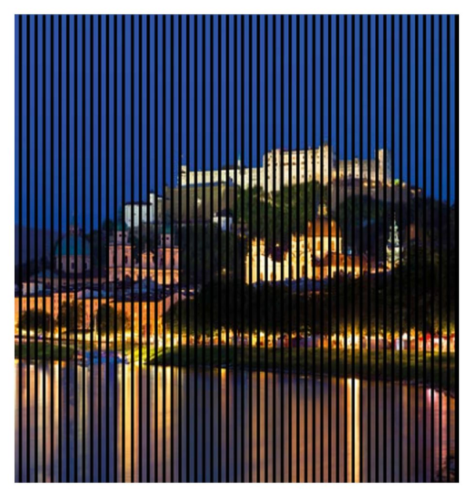 Akustikpaneele mit Digitaldruck Salzburg01 19 x 2253 x 2400 mm Schloss Burg MDF PET-Fasern Wandpaneele Blau 4 Einzelplatten