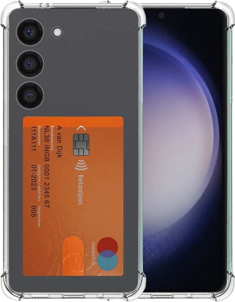 Smartphonica Telefoonhoesje Geschikt voor Samsung Galaxy S23 met Pasjeshouder Doorzichtig Siliconen - Transparant TPU Shockproof Backcover Case wit...