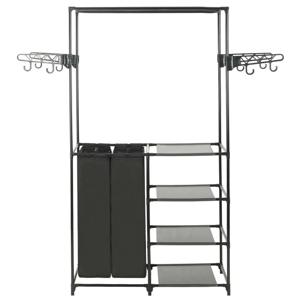 vidaXL Portemanteau en acier et tissu non tissé 87x44x158 cm noir solide