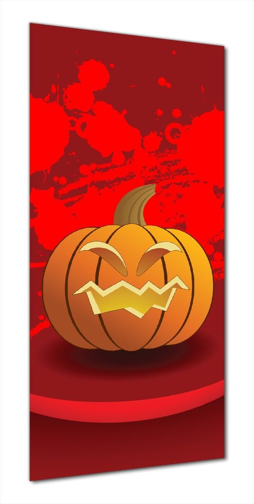Wallario selbstklebende Duschrückwand 70 x 200 cm mit Motiv Geschnitzter Halloween-Kürbis im Comic Stil - Wandverkleidung mit Hochglanzlaminat in...