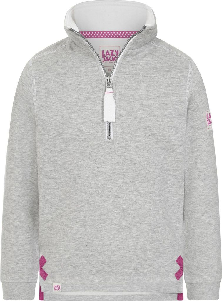 Lazy Jacks - Sweatshirt für Mädchen, mit kurzem Reißverschluss LJ183 (116) (Grau meliert)