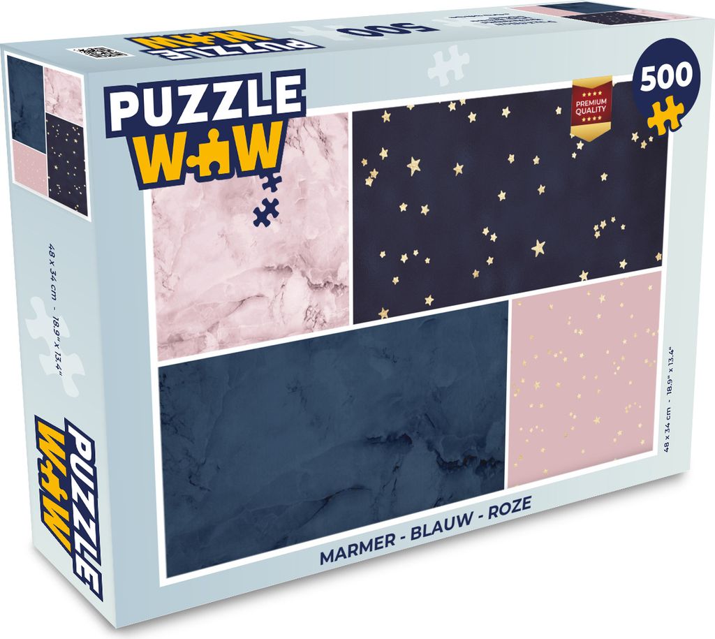 MuchoWow Puzzle 500 Teile Marmor - Blau - Rosa - 500 Teile - Kinder - Selberbauen - Puzzlespiele