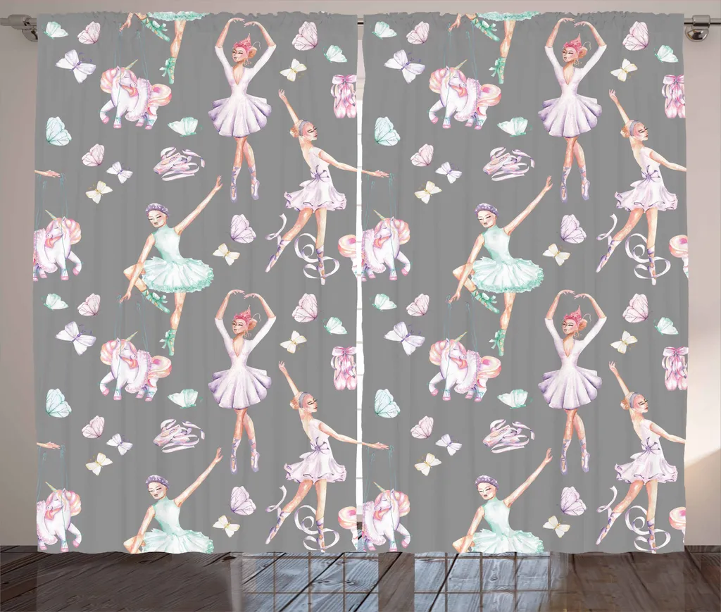 Tenda Cameretta Unicorno e Ballerine ABAKUHAUS 280x175cm - Stile Rustico