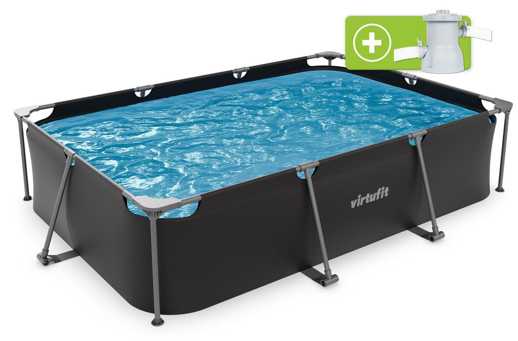 VirtuFit Rechteckpool 300 x 210 x 66 cm Anthrazit inkl. Produktbild 