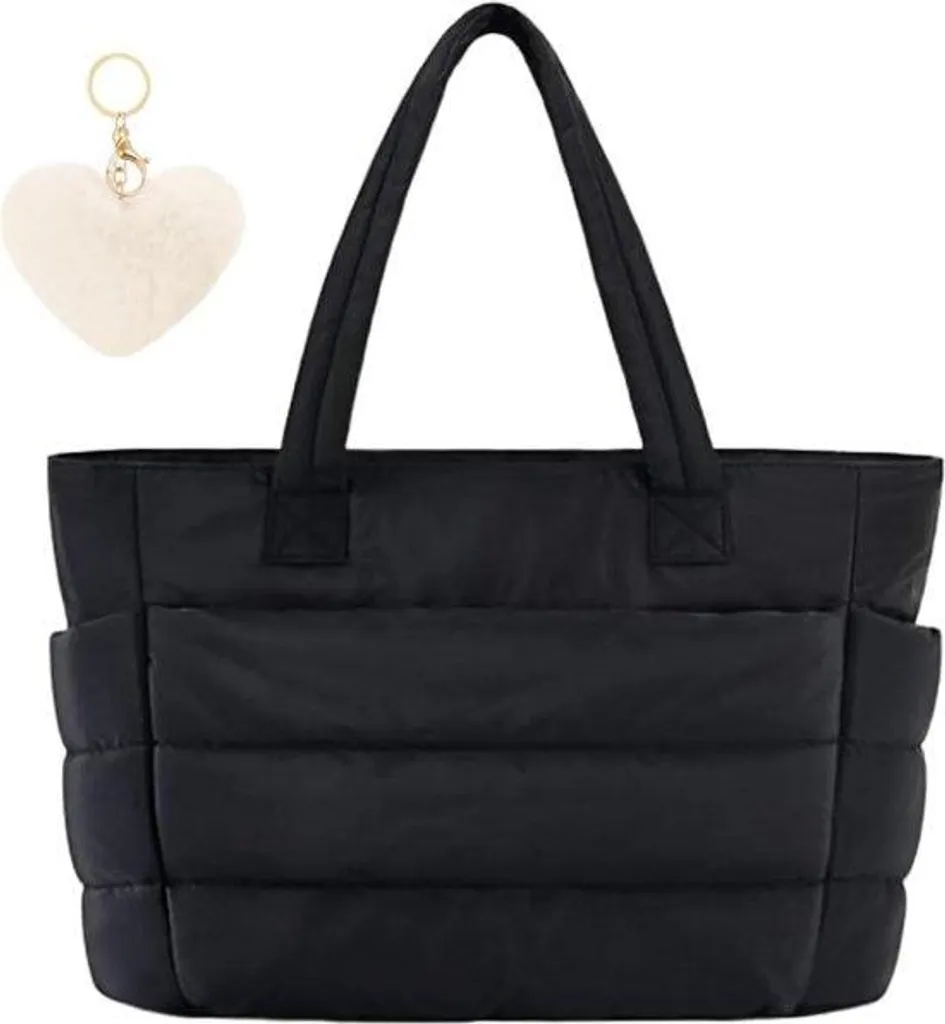 Sac à main noir à grande capacité - Multi-poches et finitions luxe