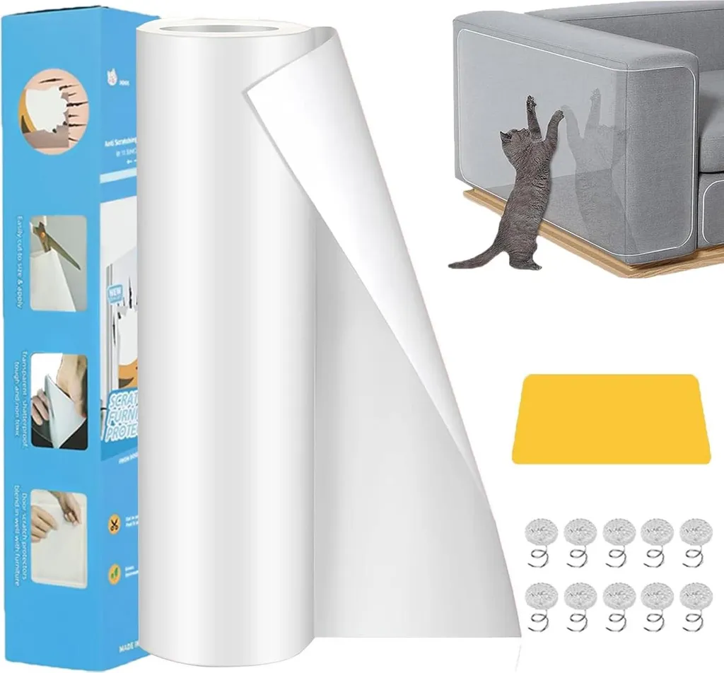 Film anti-griffes pour chats transparent 40cm x 5m protection meubles