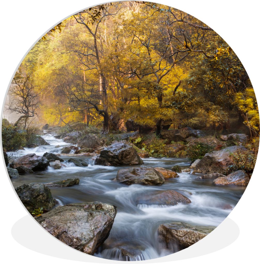 MuchoWow Rundes Wandbild - Runde Bilder Der steile Wasserfall fließt im Wald des Klong-Lan-Nationalparks an Felsblöcken vorbei Ø 60 cm Kreis W...