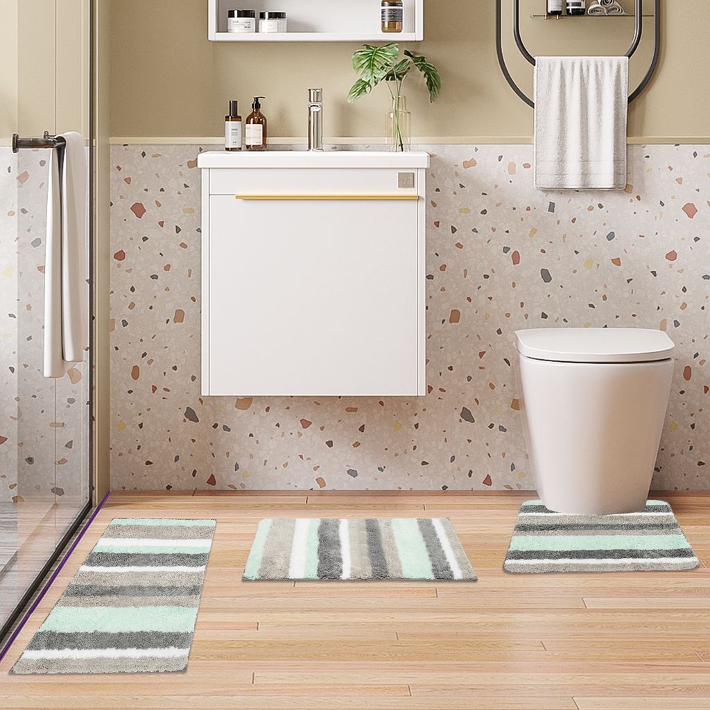 QJHOMO Badematte rutschfest waschbar Badvorleger, grau Badezimmerteppich, Gold dekorativer Teppich Luxus Bad Accessoires, weich Mikrofaser saugstark Badteppich für Badezimmer Badewanne, 50x80 cm
