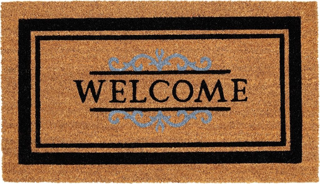 Fußmatte - 70 x 40 cm - Braun - Schwarz - Kokos - Welcome